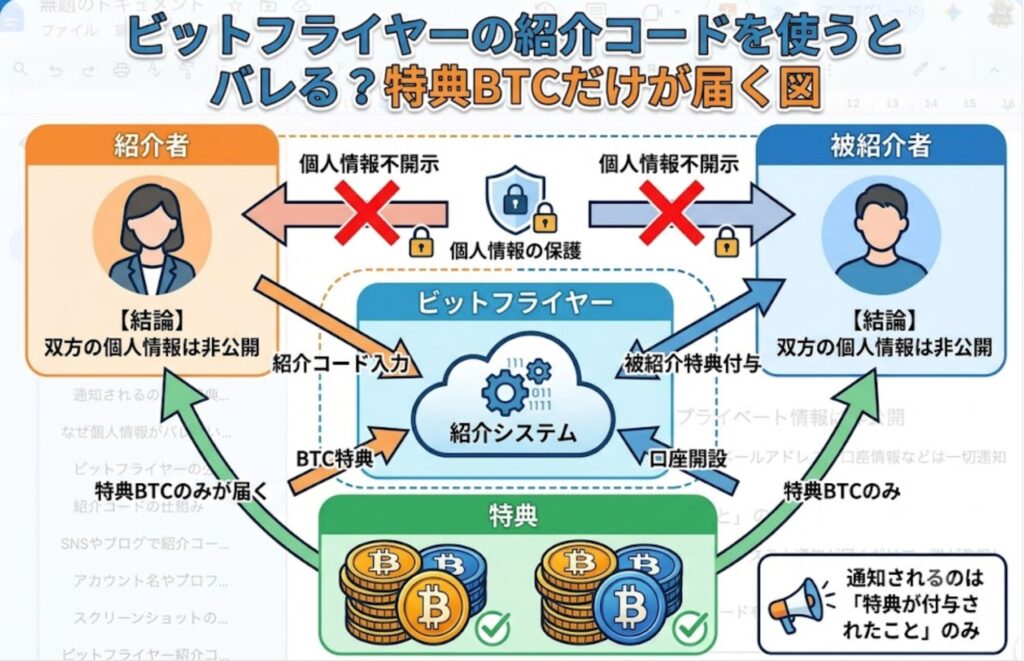 ビットフライヤー　招待コードのイメージ図